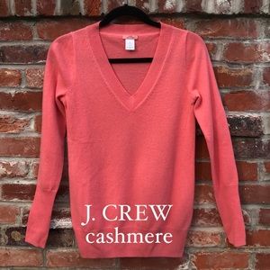 NWOT Cashmere J. Crew V-Neck Sweater Bright Guava